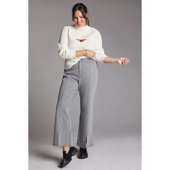 NEW Anthropologie Maeve Flare split front pants gray trouser dress size 14 - Picture 1 of 8